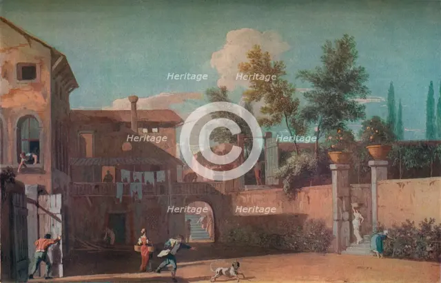 'Courtyard of an Italian Villa', c1700 (1935). Artist: Marco Ricci.