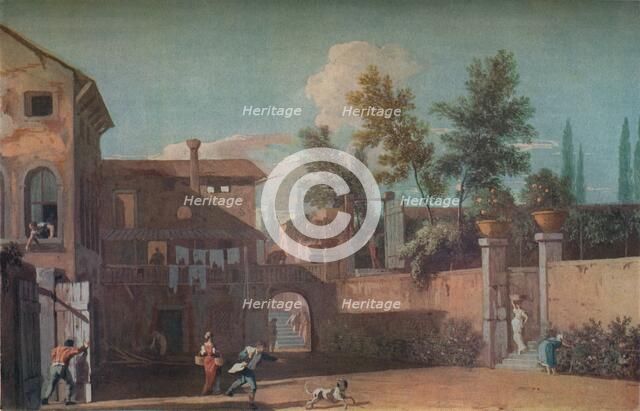 'Courtyard of an Italian Villa', c1700 (1935). Artist: Marco Ricci.