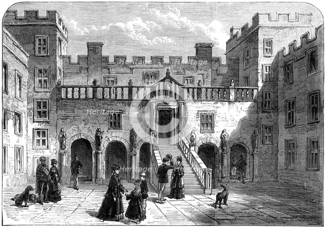 Courtyard of Chillingham Castle, Northumberland, 1872. Creator: Unknown.