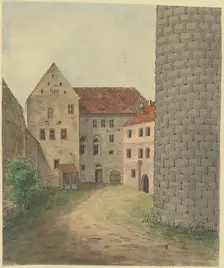 Courtyard of Colmberg Castle, 19th century. Creator: Karl Ballenberger