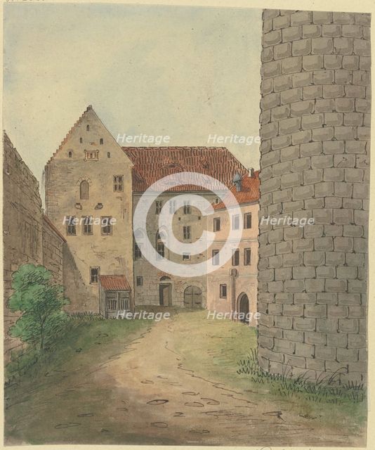Courtyard of Colmberg Castle, 19th century. Creator: Karl Ballenberger.