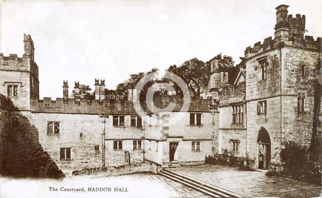 Courtyard of Haddon Hall, near Bakewell, Derbyshire, c1918. Creator: Unknown.