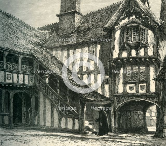 'Courtyard of Leicester's Hospital', c1870.