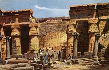 Courtyard of the temple of Medinet Hobou c1918-c1939. Creator: Unknown