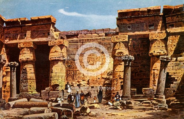 'Courtyard of the temple of Medinet Hobou', c1918-c1939. Creator: Unknown.