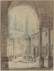 Courtyard of the Villa Pliniana. Creator: Hubert Robert