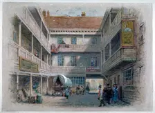 Courtyard of the White Hart Inn, Borough High Street, Southwark, London, c1860. Artist: Charles Wilkinson