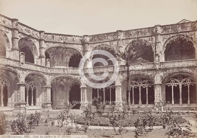 Courtyard of the Cloister of Saint Jerome, Belem, Portugal, between 1875 and 1892. Creator: Juan Laurent.