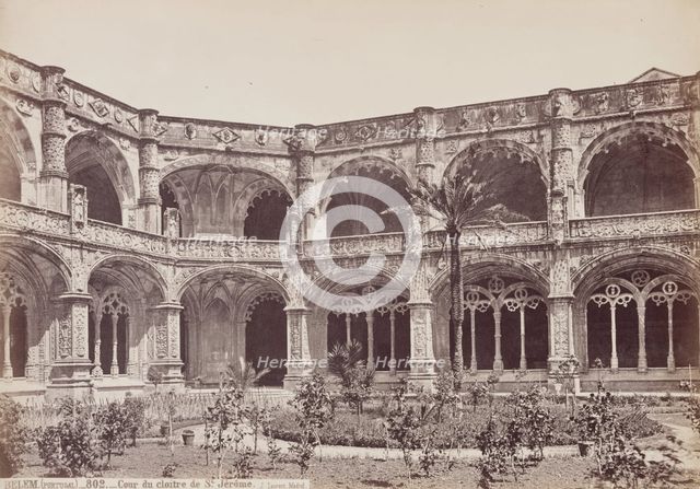 Courtyard of the Cloister of Saint Jerome, Belem, Portugal, between 1875 and 1892. Creator: Juan Laurent.
