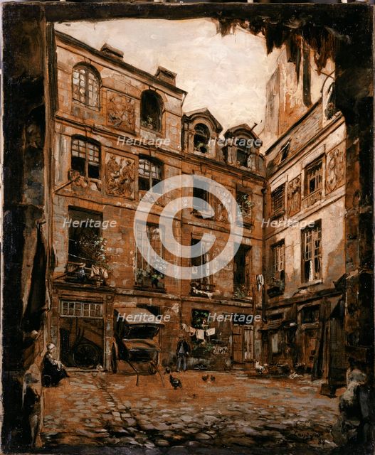 Courtyard of the Hôtel Colbert, rue de l'Hôtel Colbert, 1888.  Creator: Emmanuel Lansyer.