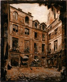 Courtyard of the Hôtel Colbert, rue de l'Hôtel Colbert, 1888. Creator: Emmanuel Lansyer
