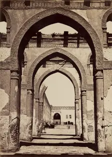 Courtyard of the Ibn Tulun Mosque, Cairo, between 1850 and 1895. Creator: Henri Bechard