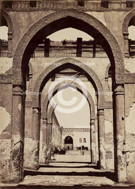 Courtyard of the Ibn Tulun Mosque, Cairo, between 1850 and 1895. Creator: Henri Bechard.