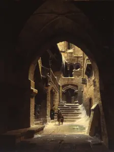 Courtyard of the Kriebstein Castle in Saxony, 1858