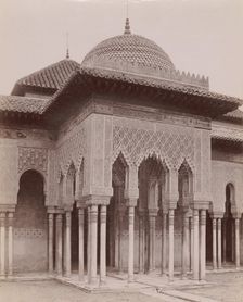 [Courtyard of the Lions, Alhambra, Granada], 1880s-90s. Creator: Likely Sebastiano Tassinari