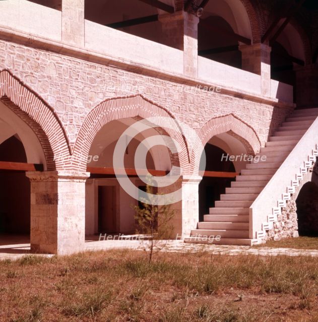 Courtyard of the Öküz Mehmed Pasha Caravanserai, Kusadasi, Turkey, c1955. Creator: Arthur Charles Kirby Ware.