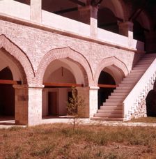 Courtyard of the Öküz Mehmed Pasha Caravanserai, Kusadasi, Turkey, c1955. Creator: Arthur Charles Kirby Ware