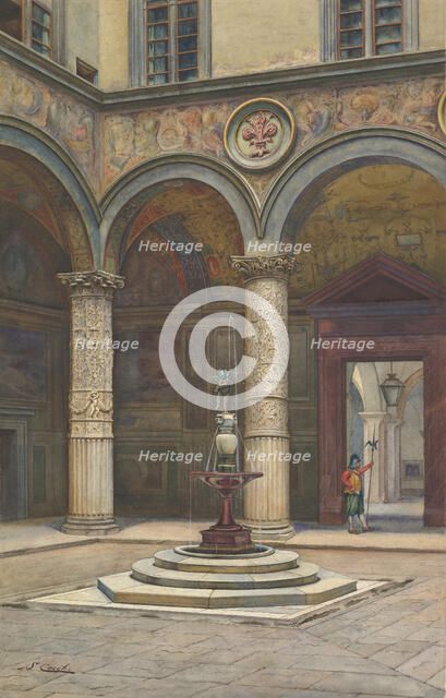 Courtyard of the Palazzo Vecchio, Florence, 19th century. Creator: Francesco Salviati.