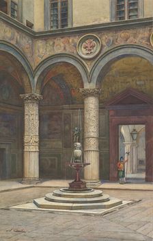 Courtyard of the Palazzo Vecchio, Florence, 19th century. Creator: Francesco Salviati