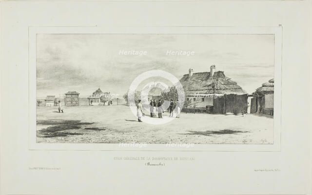 Courtyard of the Quarantine General, Skoulani, Bessarabia, 1839. Creator: Auguste Raffet.