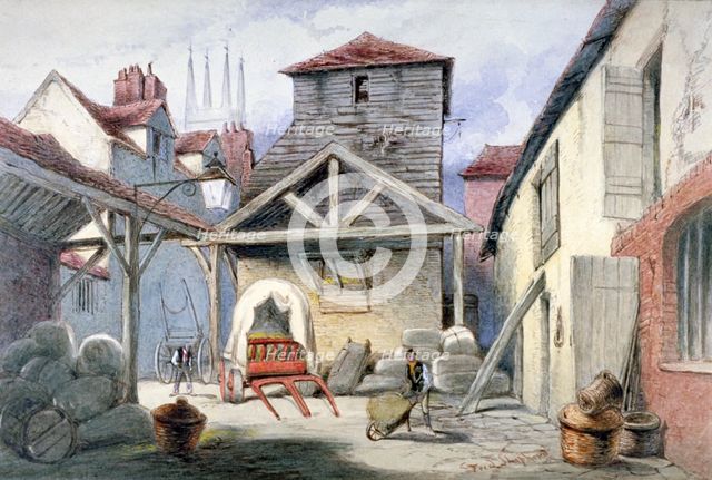 Courtyard of the Rose Inn, Farringdon Street, City of London, 1838.   Artist: Frederick Napoleon Shepherd