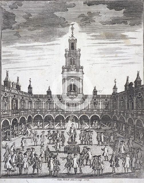 Courtyard of the Royal Exchange (2nd) London, 1729. Artist: Sutton Nicholls