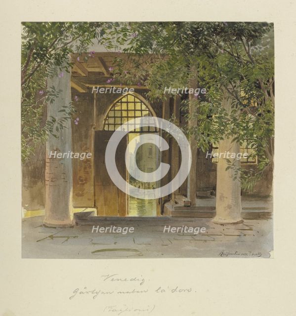 Courtyard at the Ca' d'Oro in Venice, 1851. Creator: Carl Theodor Reiffenstein.