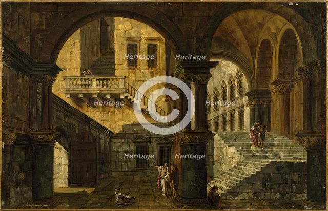 Courtyard in a Renaissance House, c18th century. Creator: Michele Marieschi.