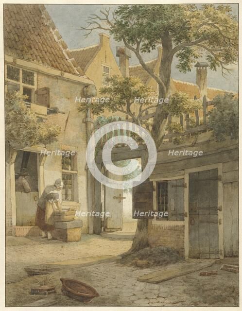 Courtyard in Amsterdam, 1814. Creator: Daniel Kerkhoff.