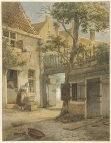 Courtyard in Amsterdam, 1814. Creator: Daniel Kerkhoff