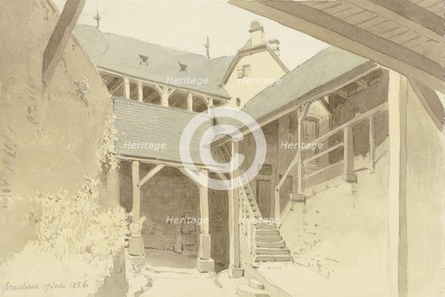 Courtyard in Braubach, 1856. Creator: Carl Theodor Reiffenstein.