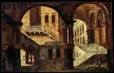 Courtyard with a Staircase 1730s. Artist: Michele Marieschi
