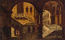 Courtyard with a Staircase, 1735. Creator: Michele Marieschi