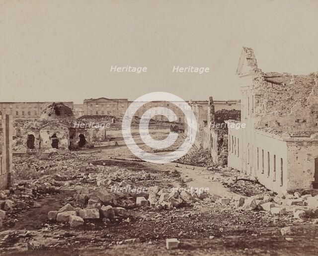 Courtyard with Domed Building in Ruins, 1855-1856. Creator: James Robertson.
