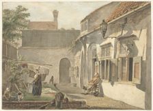Courtyard with figures in Utrecht, 1773-1815. Creator: Hermanus van Brussel