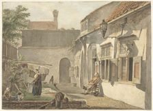 Courtyard with figures in Utrecht, 1773-1815. Creator: Hermanus van Brussel