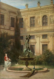 Courtyard with the Grotto in the Munich Royal Residence, 1862. Creator: Hans von Marées