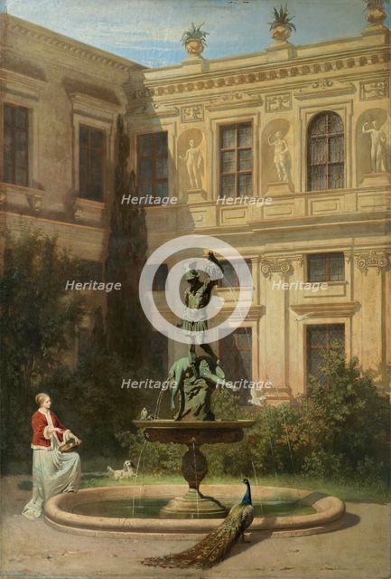 Courtyard with the Grotto in the Munich Royal Residence, 1862. Creator: Hans von Marées.