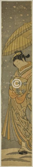 Courtesan on Parade in Falling Snow, c. 1765. Creator: Suzuki Harunobu.
