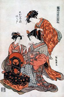 Courtesan at Her Toilet 19th century.Artist: Koriusai