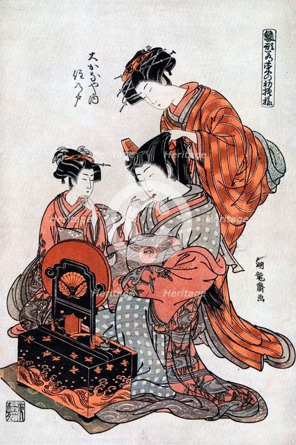 'Courtesan at Her Toilet', 19th century.Artist: Koriusai