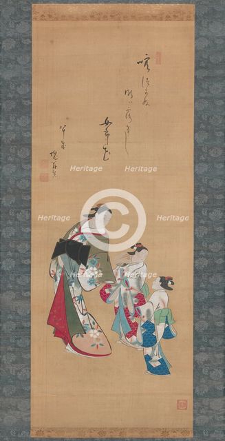 Courtesan and Two Attendants, 1700/10. Creator: Torii Kiyonobu I.
