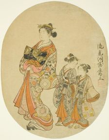 Courtesan and Two Kamuro, Japan, 1766. Creator: Komatsuya Hyakki