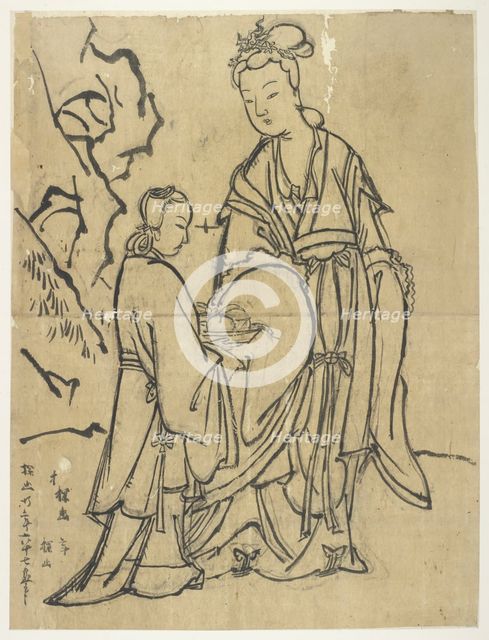 Courtesan and attendant, Edo period, 1573-1615. Creator: Unknown.