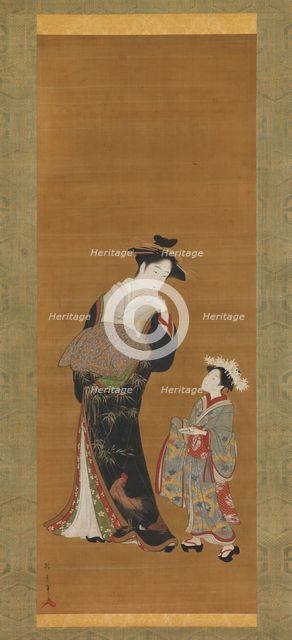 Courtesan and Her Attendant, 18th century. Creator: Shunsho.