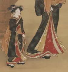Courtesan and her Attendant under a Cherry Tree, early 19th century. Creator: Utagawa Toyoharu