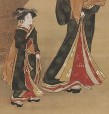 Courtesan and her Attendant under a Cherry Tree, early 19th century. Creator: Utagawa Toyoharu