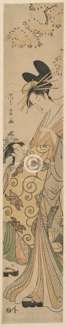 Courtesan and her Attendant under Cherry Tree, c. 1780/1800. Creator: Chokosai Eisho.