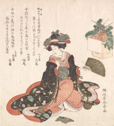 Courtesan and New Year Decoration, ca. 1816. Creator: Katsukawa Shuntei