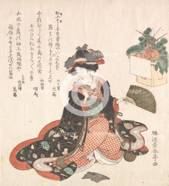 Courtesan and New Year Decoration, ca. 1816. Creator: Katsukawa Shuntei.
